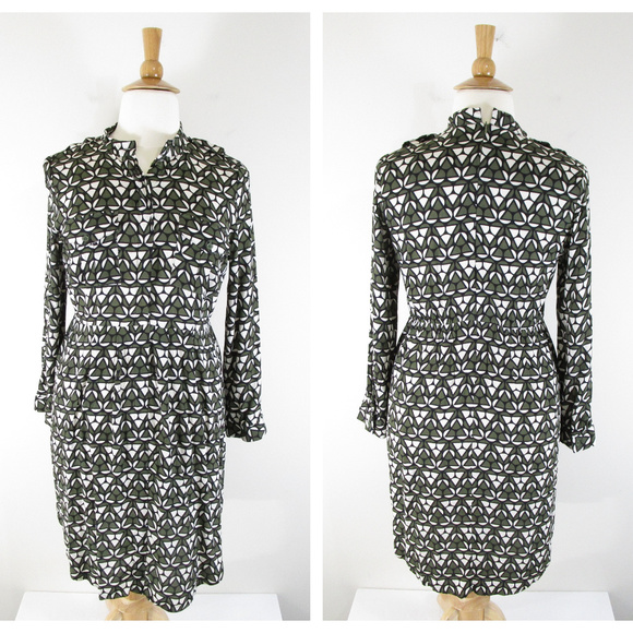 Eloquii Dresses & Skirts - Eloquii Plus Sz Green White Geo Print Shirt Dress